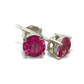 Pink Gemstones 2/3 Carat Pink Topaz Stud Earrings in 14k White Gold