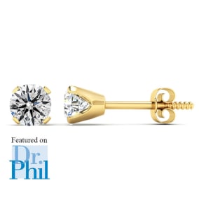 1/2 Carat Natural Diamond Stud Earrings In 14 Karat Yellow Gold Featured on Dr. Phil