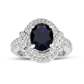 Master crafted 3ct Sapphire and Diamond Ring in 14k White Gold