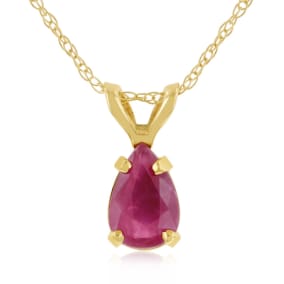 .60ct Pear Shaped Ruby Pendant in 14k Yellow Gold