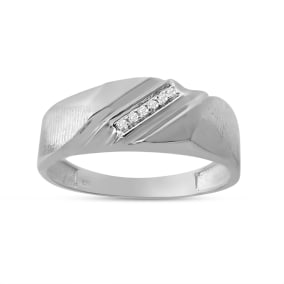 Classic Diagonal .03ct Men's Diamond Band in 10k White Gold