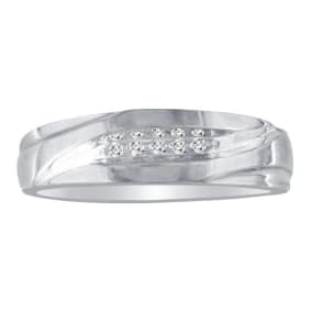 Debonair Sweeping Mens Diamond Band in 10k White Gold