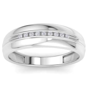 Modern Channel Set Mens Diamond Band in 10k White Gold