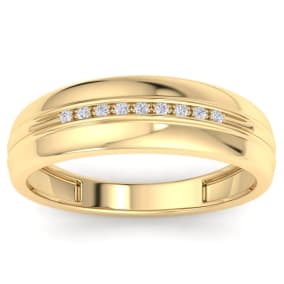 Modern Channel Set Men's Diamond Band in 10k Yellow Gold