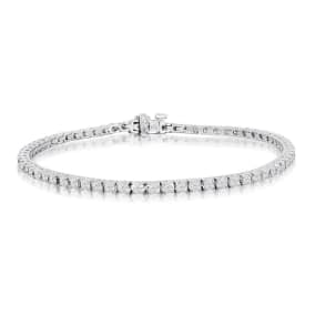 3 Carat Natural Diamond Tennis Bracelet In 14 Karat White Gold, 7 Inches