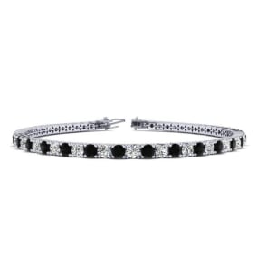 5 Carat Black And White Diamond Tennis Bracelet In 14 Karat White Gold, 9 Inches