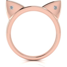 Diamond Accent Cat Ears Ring In Rose Gold Over Sterling Silver