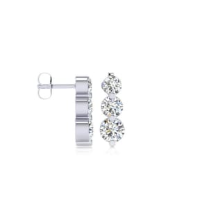 Diamond Drop Earrings: 1/4ct Three Diamond Graduated Drop Earrings In 14K White Gold
