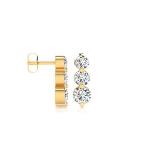 Diamond Drop Earrings: 1/4ct Three Diamond Graduated Drop Earrings In 14K Yellow Gold