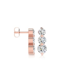 Diamond Drop Earrings: 1/4ct Three Diamond Graduated Drop Earrings In 14K Rose Gold