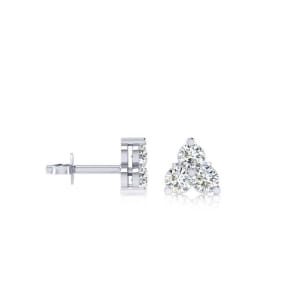 1/2ct Three Diamond Triangle Stud Earrings In 14K White Gold