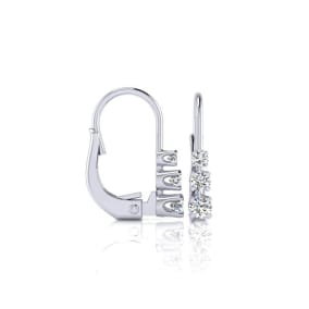 1/4ct Three Diamond Leverback Earrings In 14K White Gold