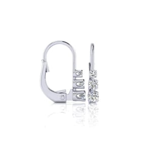 1/4ct Three Natural Diamond Leverback Earrings In 14K White Gold