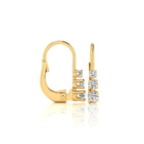 1/4ct Three Diamond Leverback Earrings In 14K Yellow Gold