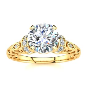1 1/4 Carat Natural Vintage Diamond Engagement Ring In 14 Karat Yellow Gold