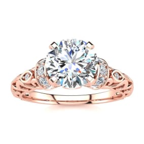 1 1/4 Carat Vintage Diamond Engagement Ring In 14 Karat Rose Gold