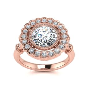 1 1/2 Carat Vintage Diamond Engagement Ring In 14 Karat Rose Gold