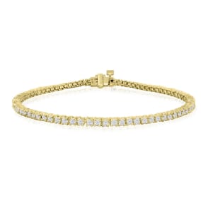 2 1/2 Carat Natural Diamond Tennis Bracelet In 10 Karat Yellow Gold, 9 Inches