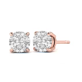 3/4 Carat Diamond Stud Earrings In 14 Karat Rose Gold