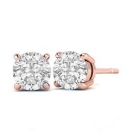 1 Carat Diamond Stud Earrings In 14 Karat Rose Gold