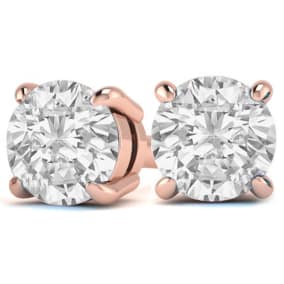 3 Carat Diamond Stud Earrings In 14 Karat Rose Gold