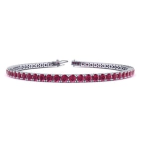 6 Carat Ruby Tennis Bracelet In 14 Karat White Gold, 9 Inches