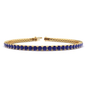 5 Carat Sapphire Tennis Bracelet In 14 Karat Yellow Gold, 9 Inches