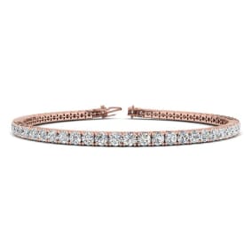 4 Carat Diamond Tennis Bracelet In 14 Karat Rose Gold Available In 6-9 Inch Lengths 