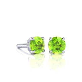 1/2 Carat Round Shape Peridot Stud Earrings In Sterling Silver