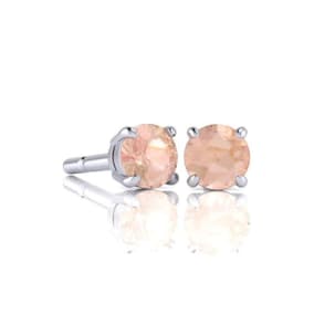 1/2 Carat Round Shape Morganite Earrings Studs In Sterling Silver