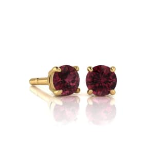 1/2 Carat Round Shape Garnet Stud Earrings In 14K Yellow Gold Over Sterling Silver