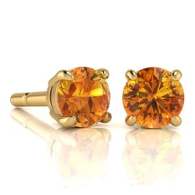 2 Carat Round Shape Citrine Stud Earrings In 14K Yellow Gold Over Sterling Silver