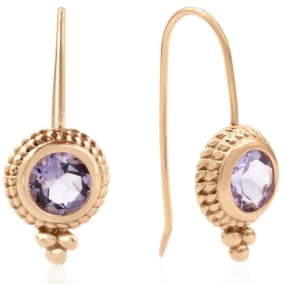 2 Carat Amethyst Dangle Earrings With Rope Detail In 14K Rose Gold Over Sterling Silver