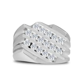 Men's 1ct Diamond Ring In 10K White Gold, I-J-K, I1-I2