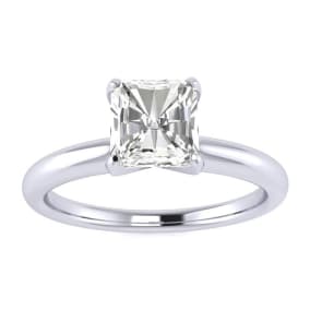 3/4ct Radiant Cut Diamond Solitaire Engagement Ring In 14K White Gold