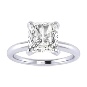 1 1/2ct Radiant Cut Diamond Solitaire Engagement Ring In 14K White Gold