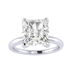 2 1/2ct Radiant Cut Diamond Solitaire Engagement Ring In 14K White Gold