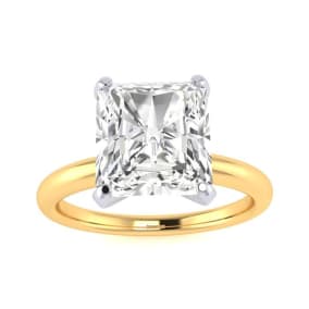 2 1/2ct Radiant Cut Diamond Solitaire Engagement Ring In 14K Yellow Gold