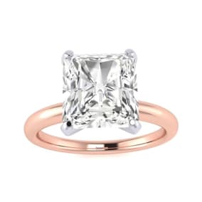 2 1/2ct Radiant Cut Diamond Solitaire Engagement Ring In 14K Rose Gold