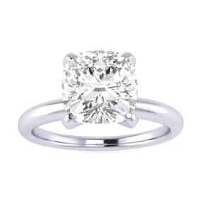 2ct Cushion Cut Diamond Solitaire Engagement Ring In 14K White Gold