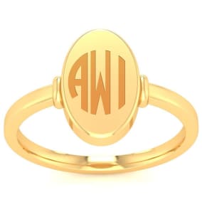 14K Yellow Gold Ladies Oval Signet Ring With Free Custom Engraving