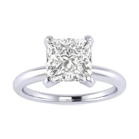 1 1/2ct Princess Cut Diamond Solitaire Engagement Ring In 14K White Gold