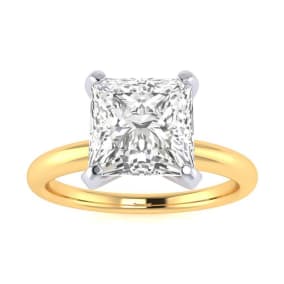 2ct Princess Cut Diamond Solitaire Engagement Ring In 14K Yellow Gold