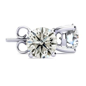 4 Carat Natural Round Diamond Stud Earrings In 14 Karat White Gold