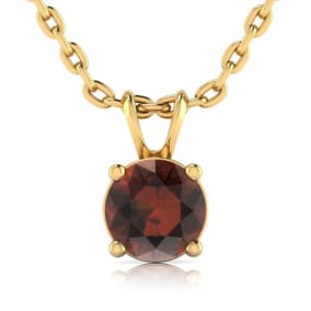 1 Carat Chocolate Bar Brown Champagne Diamond Solitaire Necklace In Yellow Gold, 18 Inches
