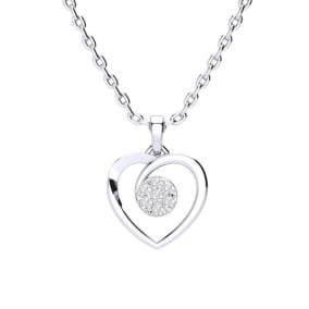 .10 Carat Diamond Heart Cluster Necklace In Sterling Silver, 18 Inches