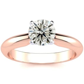 1 Carat Diamond Round Engagement Rings In 14K Rose Gold