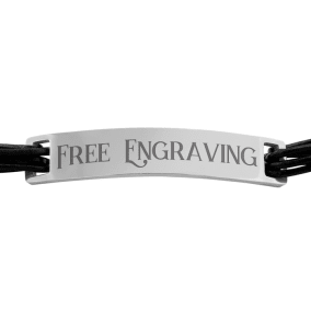Mens Stainless Steel and Leather ID Bracelet, With Free Custom Engraving
