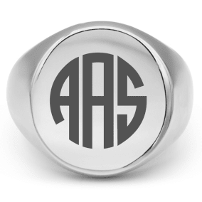 Mens Stainless Steel Circle Signet Ring, With Free Custom Engraving