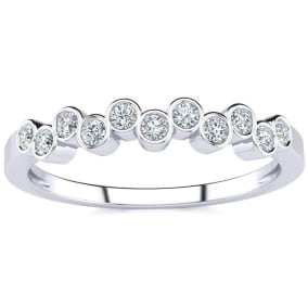 1/5ct Diamond Bezel Set Wedding Band In 10K White Gold